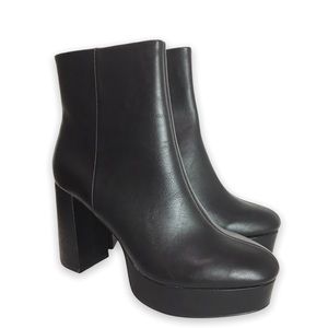Chinese Laundry Women's Nenna Black Vegan Faux Leather Block Heel Platform Boots